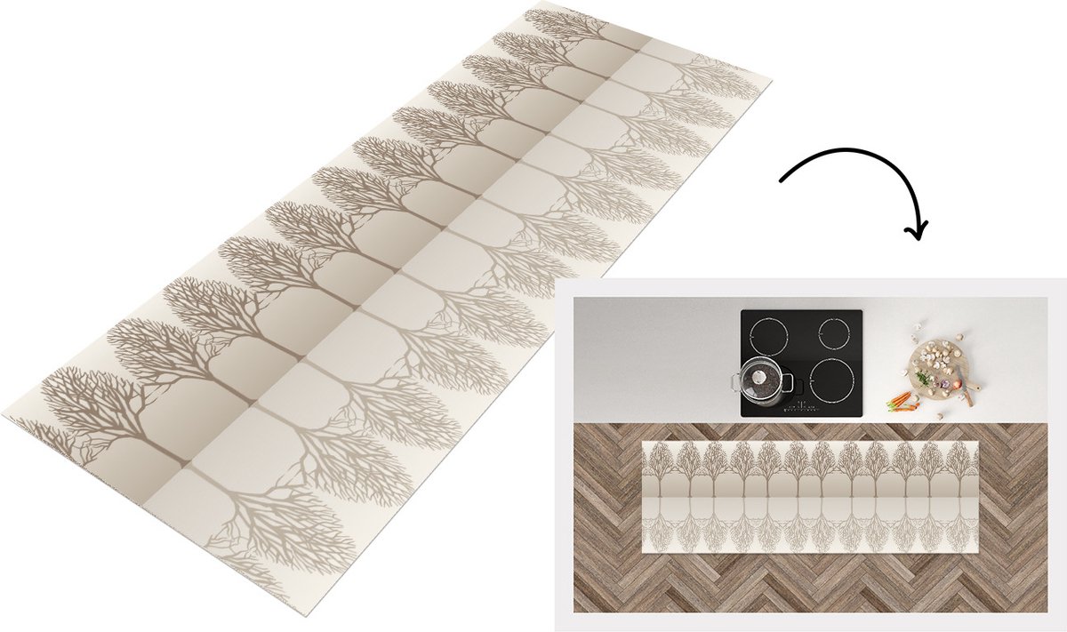 KitchenYeah Keukenloper - Loper keuken - Design - Bomen - Bos - 150x50 cm - Keukenloper vinyl Multicolor