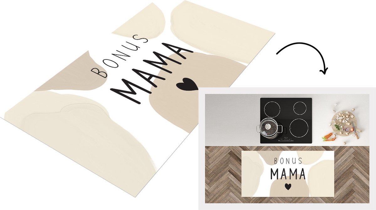 KitchenYeah Keukenloper - Loper keuken - Spreuken - Quotes Bonus mama - Moeder cadeautje - Moederdag - Mama - 120x60 cm - Keukenloper vinyl Multicolor