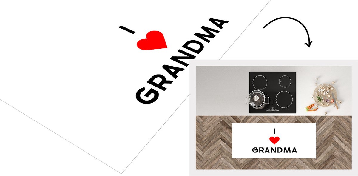 KitchenYeah Keukenloper - Loper keuken - Spreuken - Quotes I Love Grandma - Moederdag - Oma cadeau - 120x50 cm - Keukenloper vinyl Multicolor