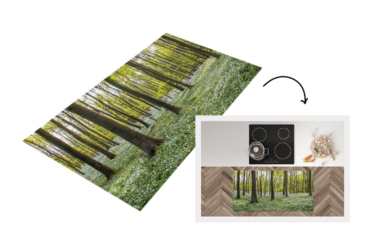 KitchenYeah Keukenloper - Loper keuken - Bomen - Bloemen - Lente - 120x60 cm - Keukenloper vinyl Multicolor