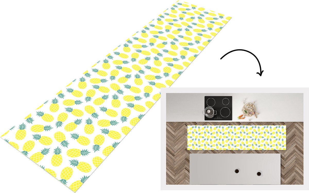 Keukenloper - Loper keuken - Zomer - Tropisch - Design - Ananas - 240x60 cm - Keukenloper vinyl