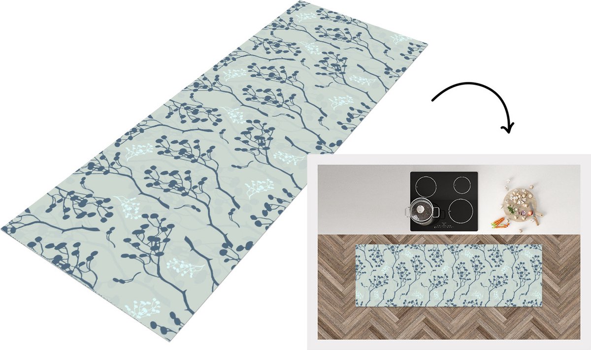 KitchenYeah Keukenloper - Loper keuken - Patronen - Tuin - Takken - 150x50 cm - Keukenloper vinyl Multicolor