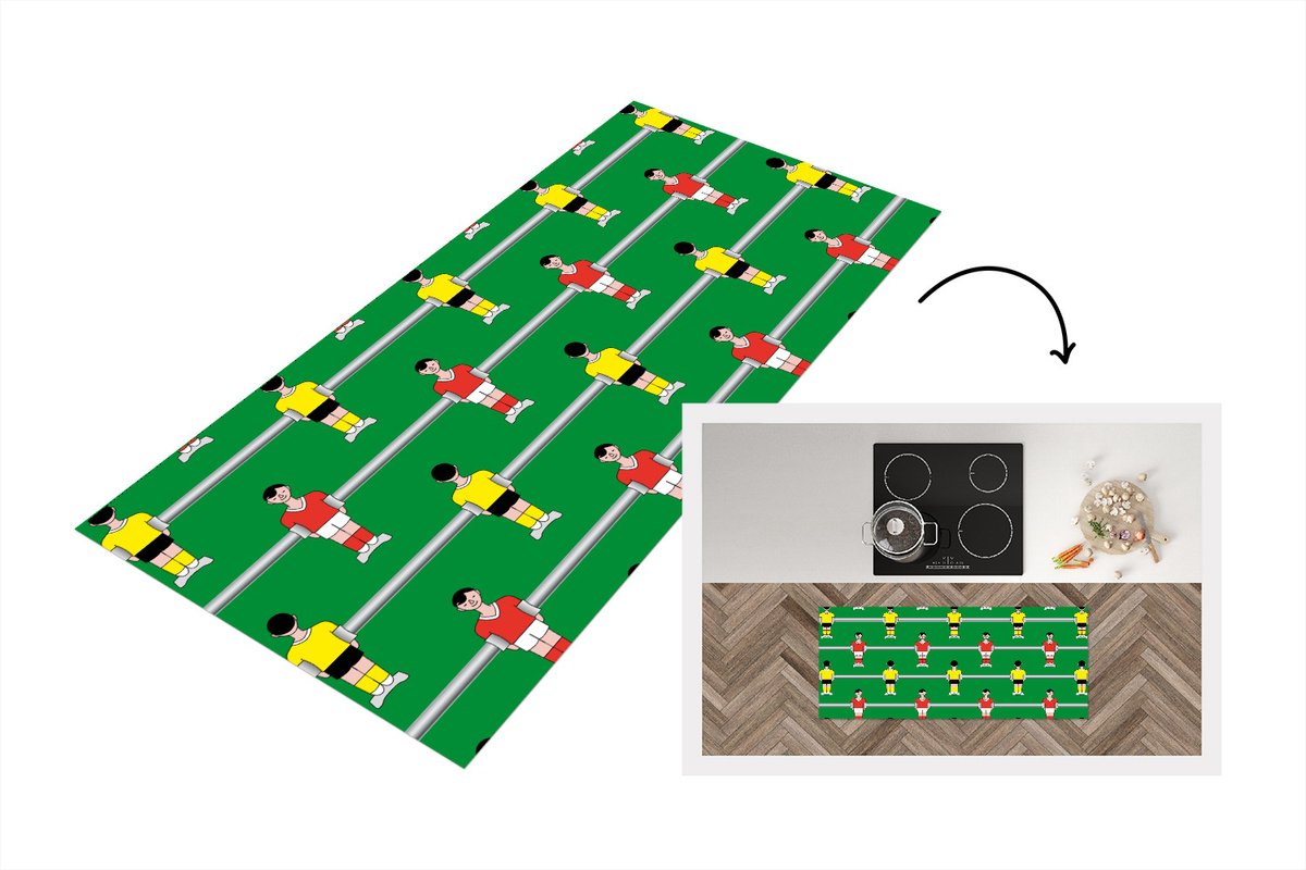 KitchenYeah Keukenloper - Loper keuken - Patronen - Voetbal - Sport - 120x50 cm - Keukenloper vinyl Multicolor