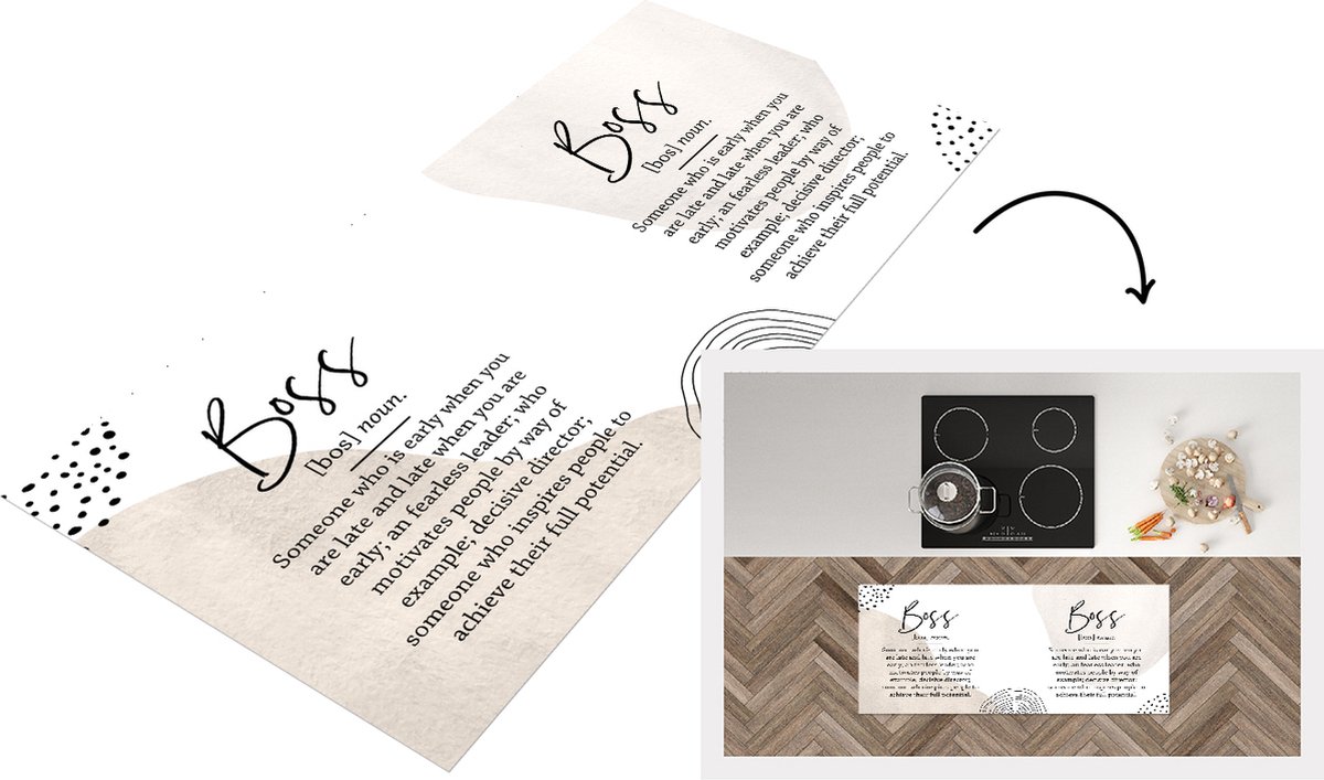 KitchenYeah Keukenloper - Loper keuken - Boss - Quotes - Spreuken - 120x50 cm - Keukenloper vinyl Multicolor