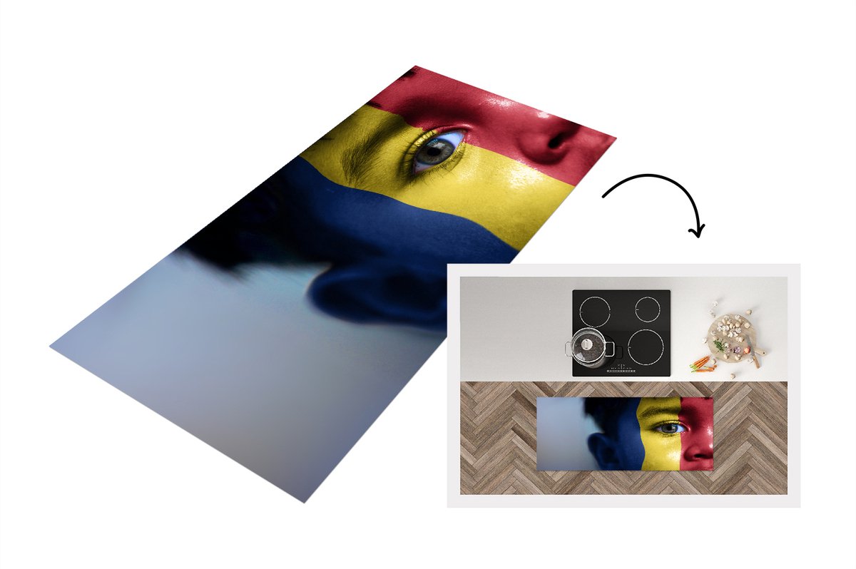 KitchenYeah Keukenloper - Loper keuken - Vlag van Roemenië - 120x50 cm - Keukenloper vinyl Multicolor