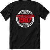 1987 Limited Edition | Feest Kado T-Shirt Heren - Dames | Wit - Rood | Perfect Verjaardag Cadeau Shirt | Grappige Spreuken - Zinnen - Teksten | Maat 3XL