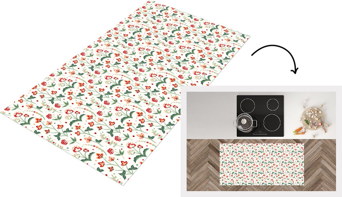 KitchenYeah Keukenloper - Loper keuken - Zomer - Bloemen - Patronen - 120x60 cm - Keukenloper vinyl Multicolor