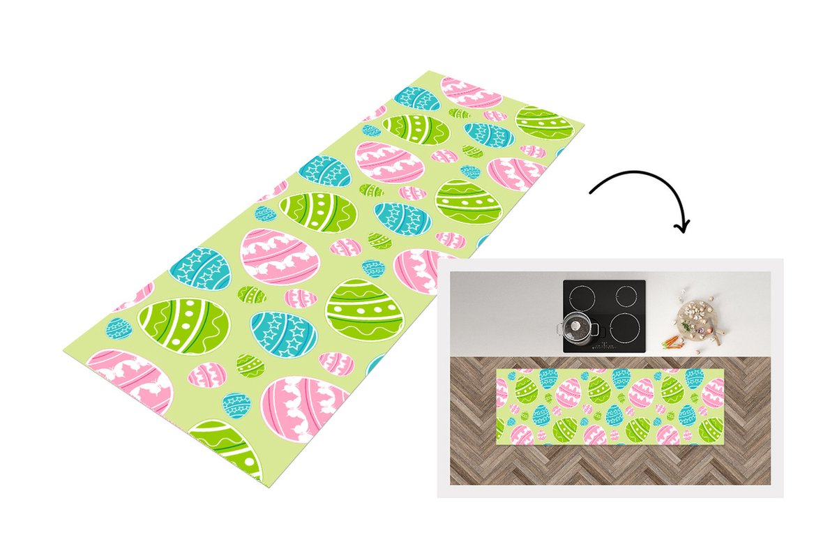 KitchenYeah Keukenloper - Loper keuken - Paasei - Patronen - Pasen - Keukenloper vinyl multicolor, foto 3