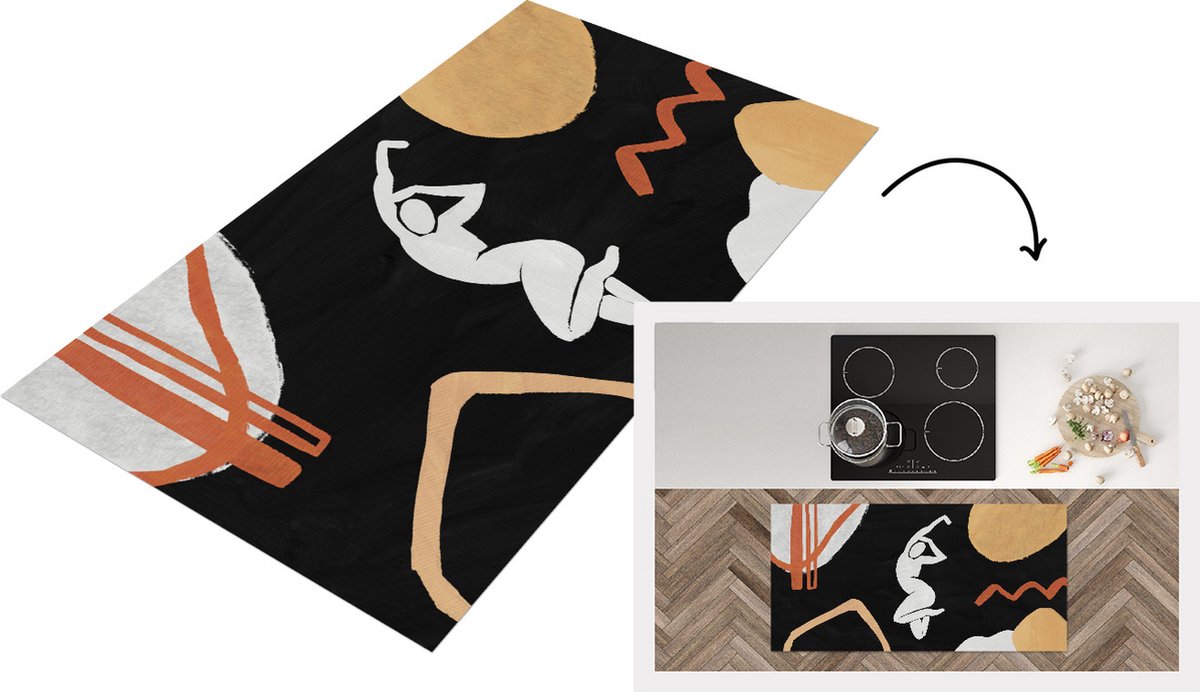 KitchenYeah Keukenloper - Loper keuken - Vrouw - Abstract - Kunst - 120x60 cm - Keukenloper vinyl Multicolor