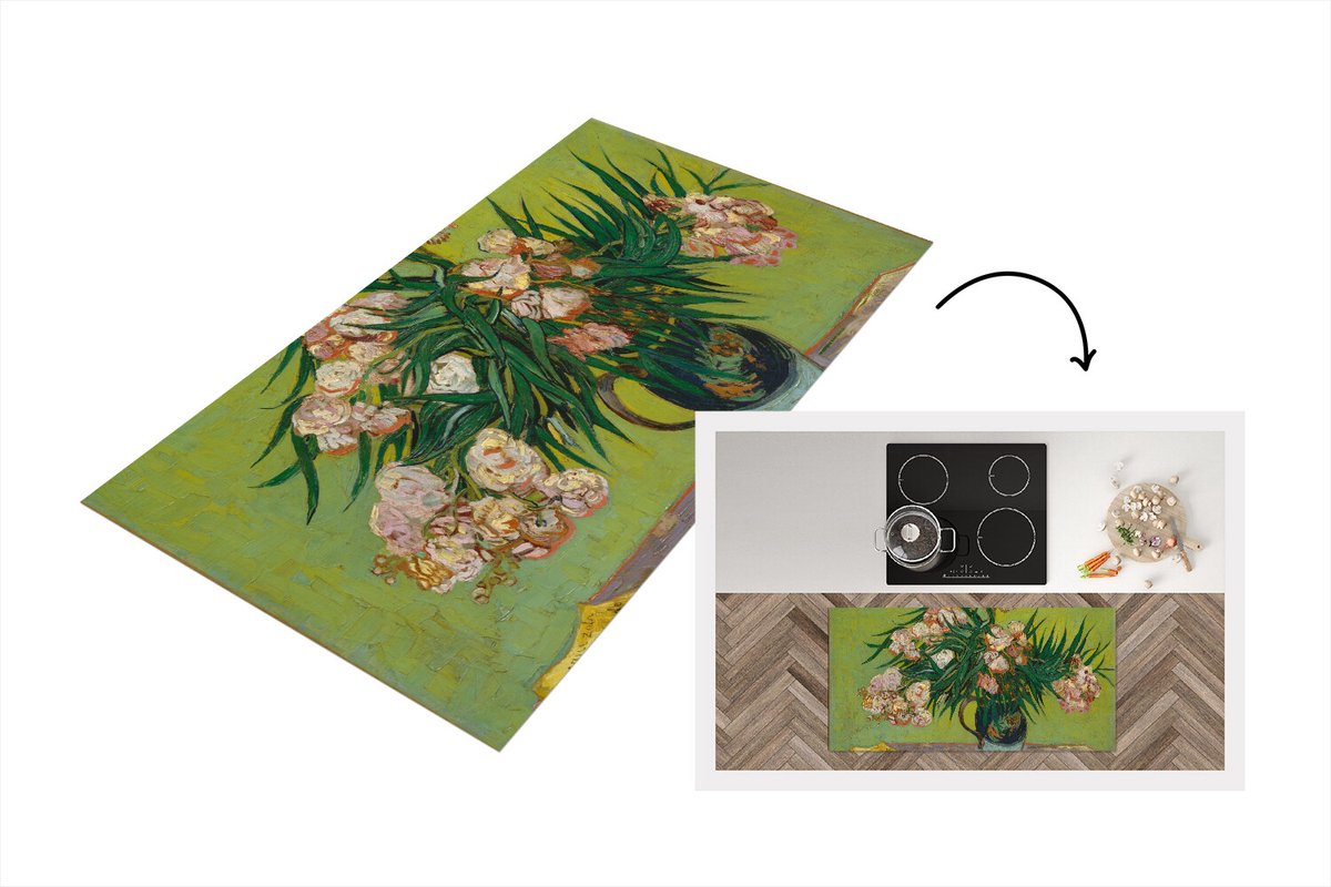 KitchenYeah Keukenloper - Loper keuken - De Oleanders - Vincent van Gogh - 120x60 cm - Keukenloper vinyl Multicolor