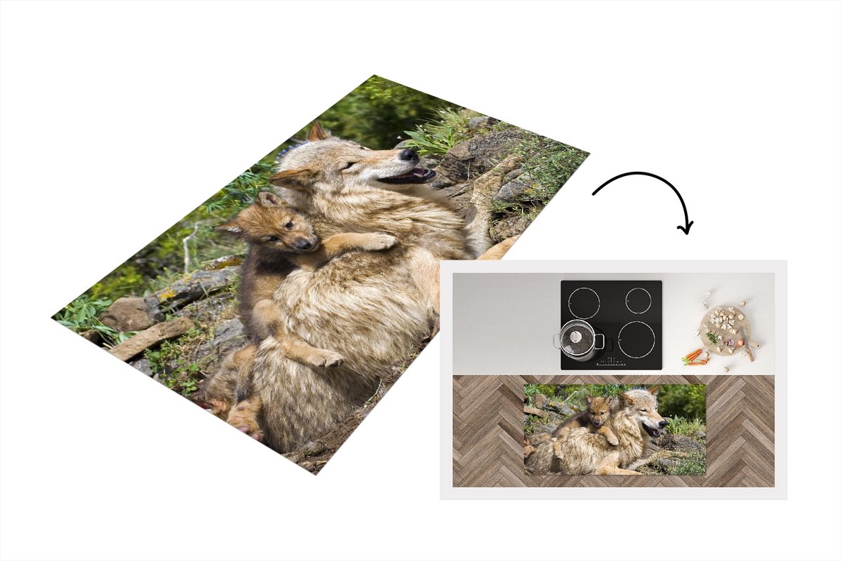KitchenYeah Keukenloper - Loper keuken - Wolf - Welp - Dier - Keukenloper vinyl multicolor, foto 2