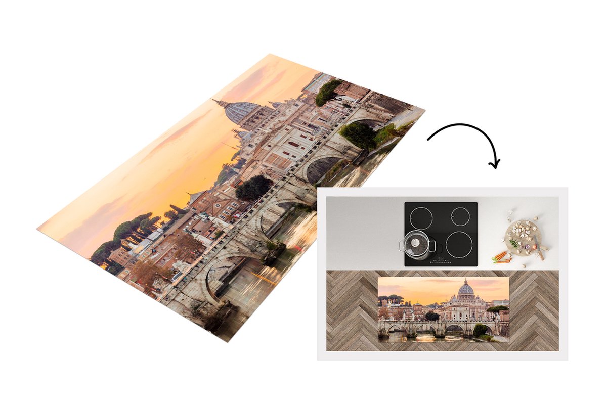 KitchenYeah Keukenloper - Loper keuken - Italië - Skyline - Rome - 120x60 cm - Keukenloper vinyl Multicolor