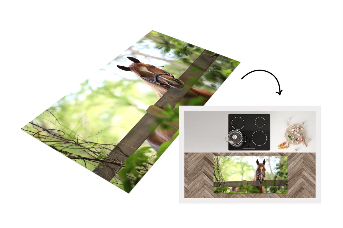 KitchenYeah Keukenloper - Loper keuken - Paard - Natuur - Hek - Keukenloper vinyl multicolor, foto 2