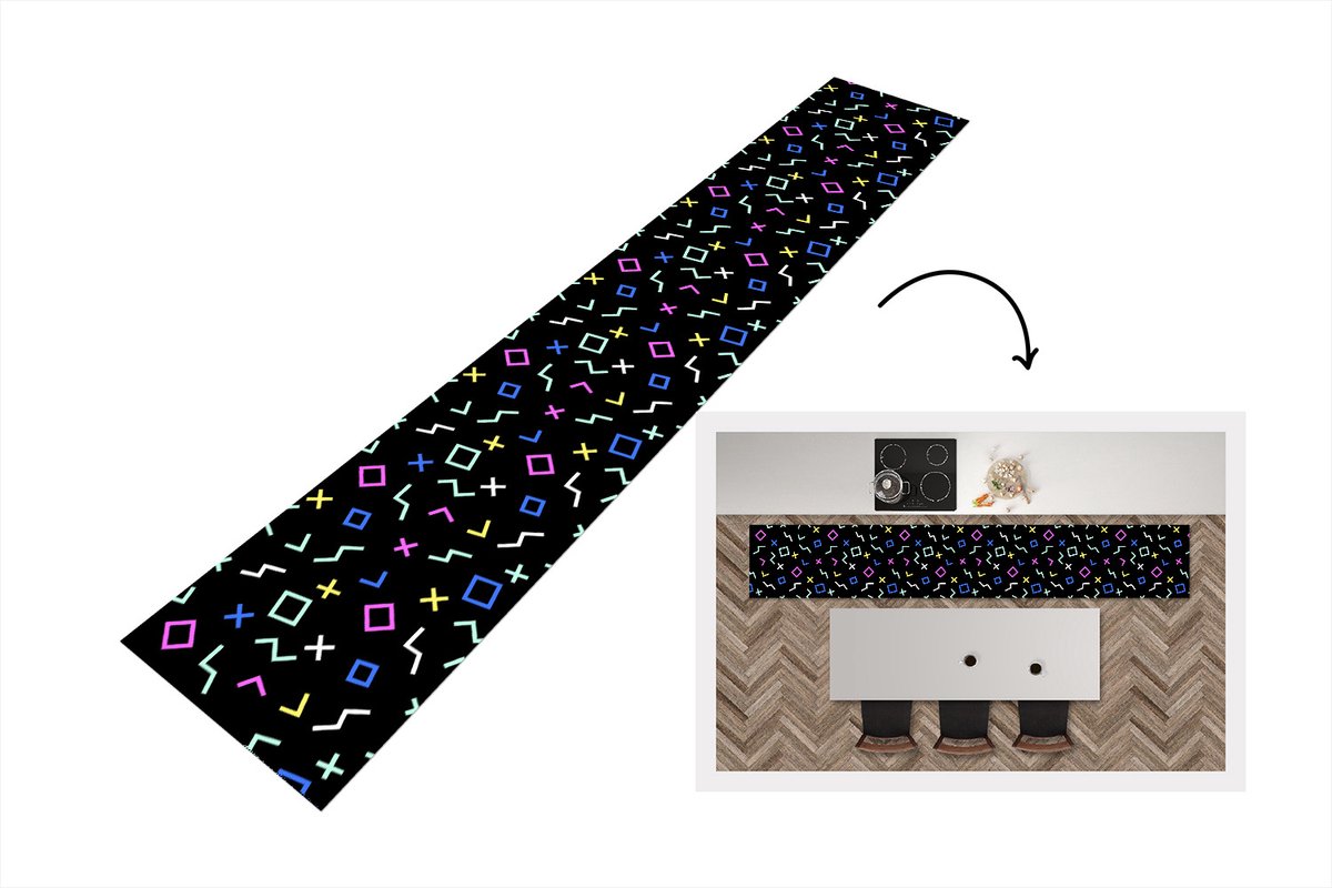 KitchenYeah Keukenloper - Loper keuken - Game Console - Vector - Abstract - 300x50 cm - Keukenloper vinyl Multicolor