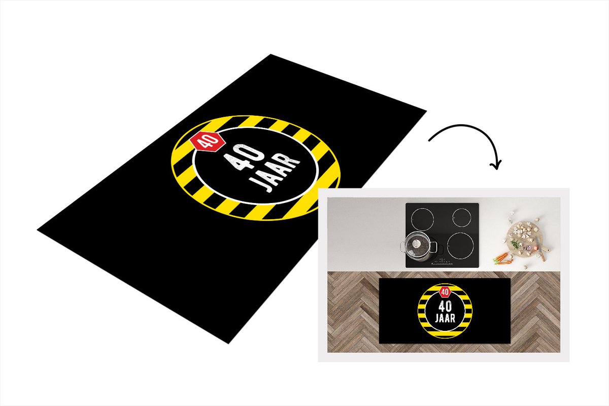 KitchenYeah Keukenloper - Loper keuken - Jubileum - 40 Jaar - Quote - 120x60 cm - Keukenloper vinyl Multicolor