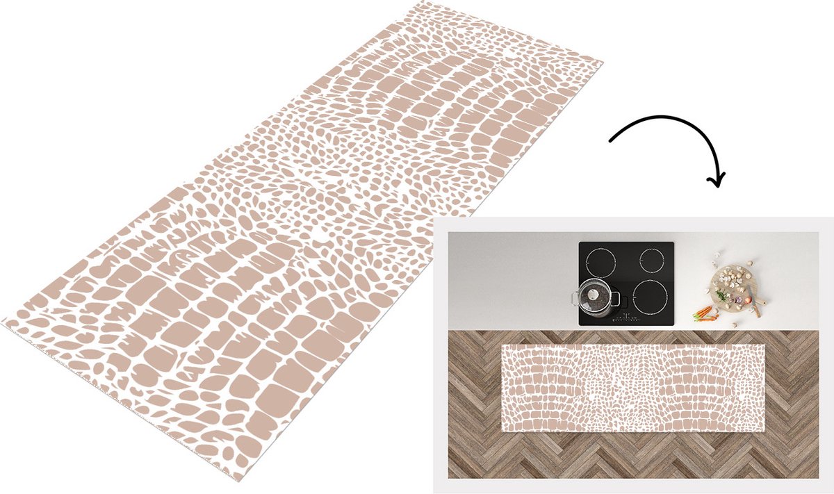 KitchenYeah Keukenloper - Loper keuken - Dierenprint - Slang - Pastel - 180x60 cm - Keukenloper vinyl Multicolor