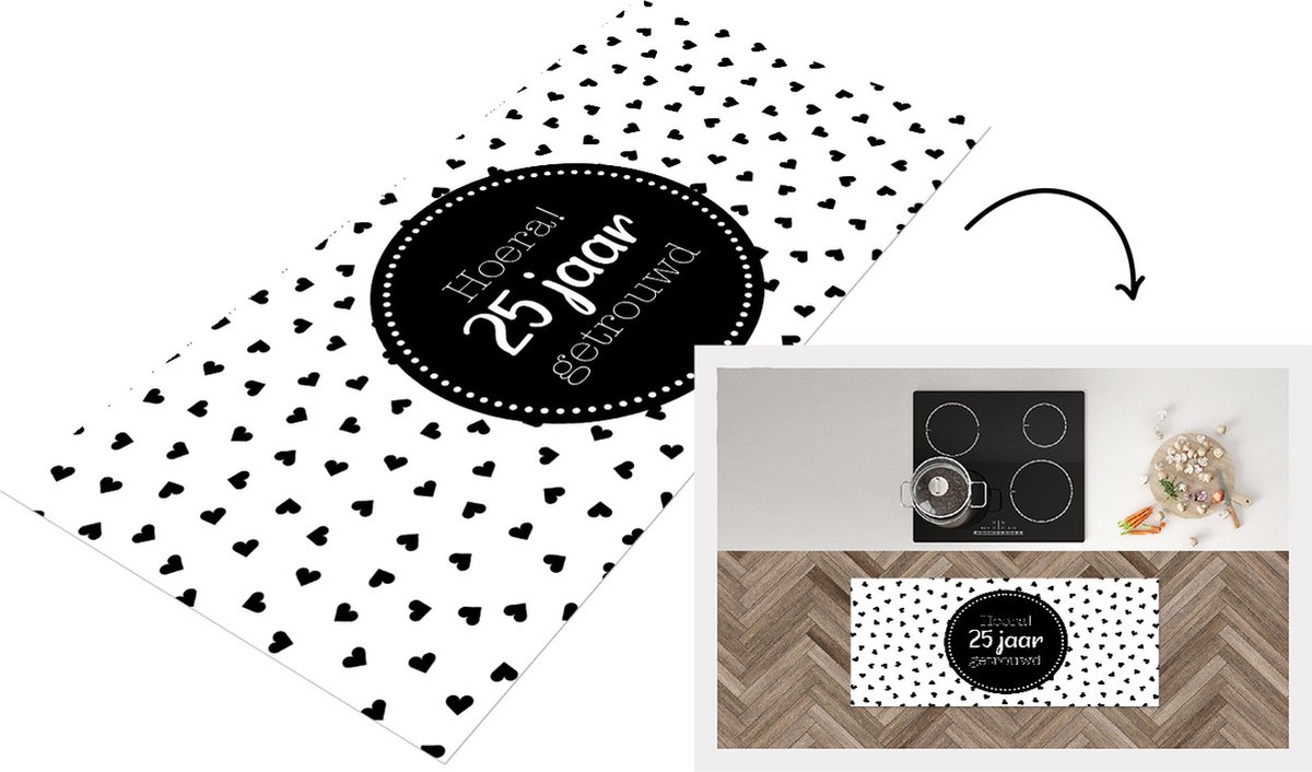 KitchenYeah Keukenloper - Loper keuken - Huwelijk - Hoera! 25 jaar getrouwd - Spreuken - Quotes - 120x50 cm - Keukenloper vinyl Multicolor