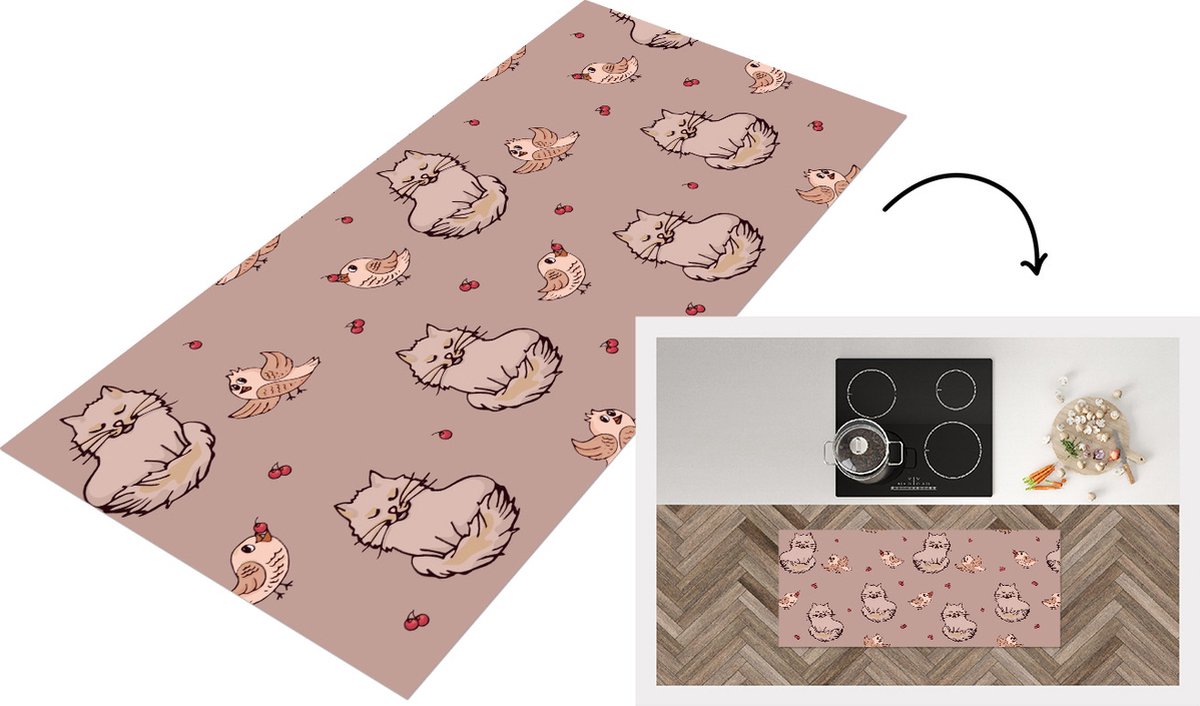 KitchenYeah Keukenloper - Loper keuken - Dieren - Kinderen - Patronen - Keukenloper vinyl Multicolor