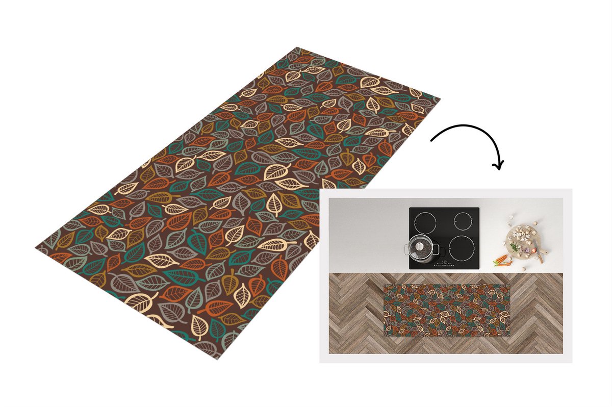 KitchenYeah Keukenloper - Loper keuken - Bladeren - Natuur - Herfst - Bohemian - 120x50 cm - Keukenloper vinyl Multicolor