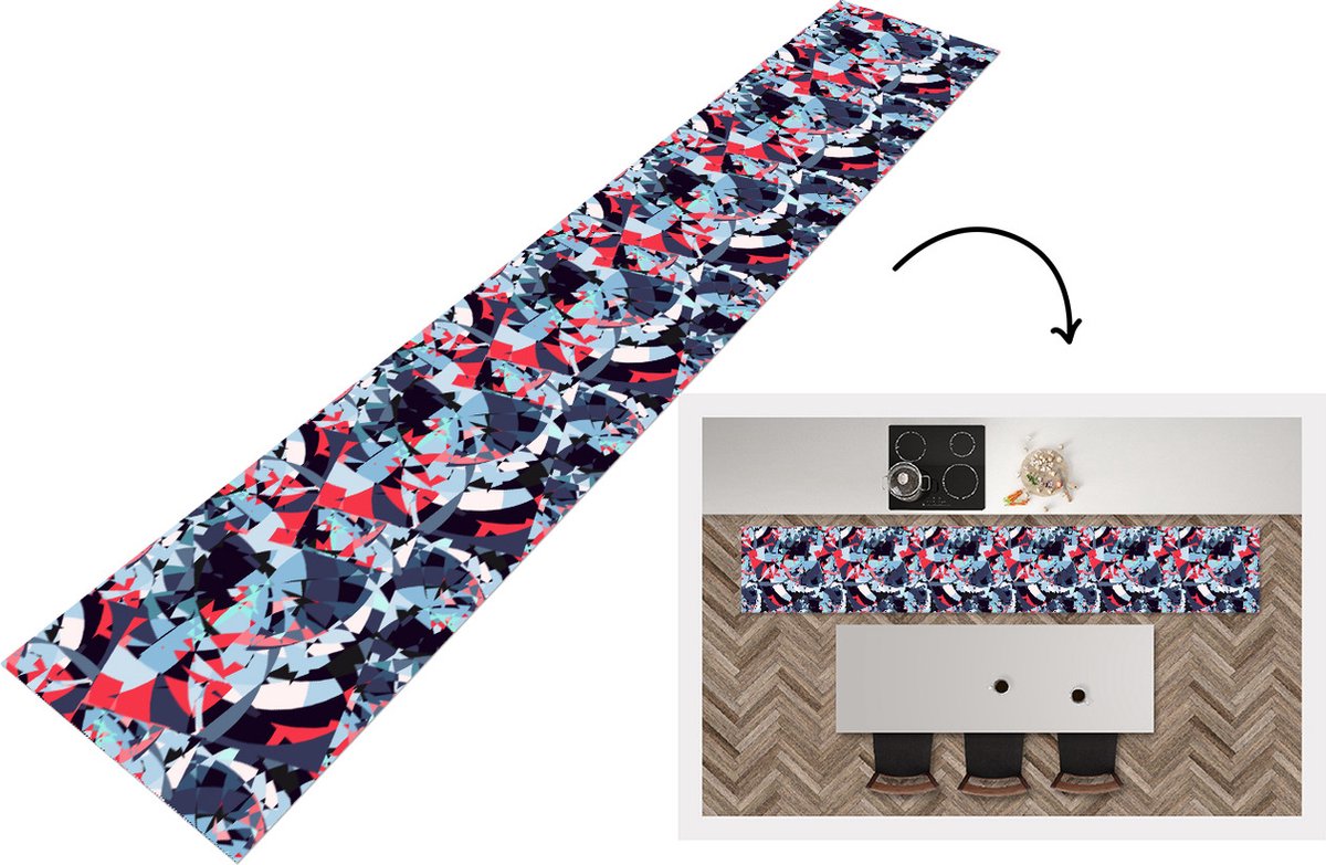 KitchenYeah Keukenloper - Loper keuken - Patroon - Abstract - Versiering - 300x50 cm - Keukenloper vinyl Multicolor