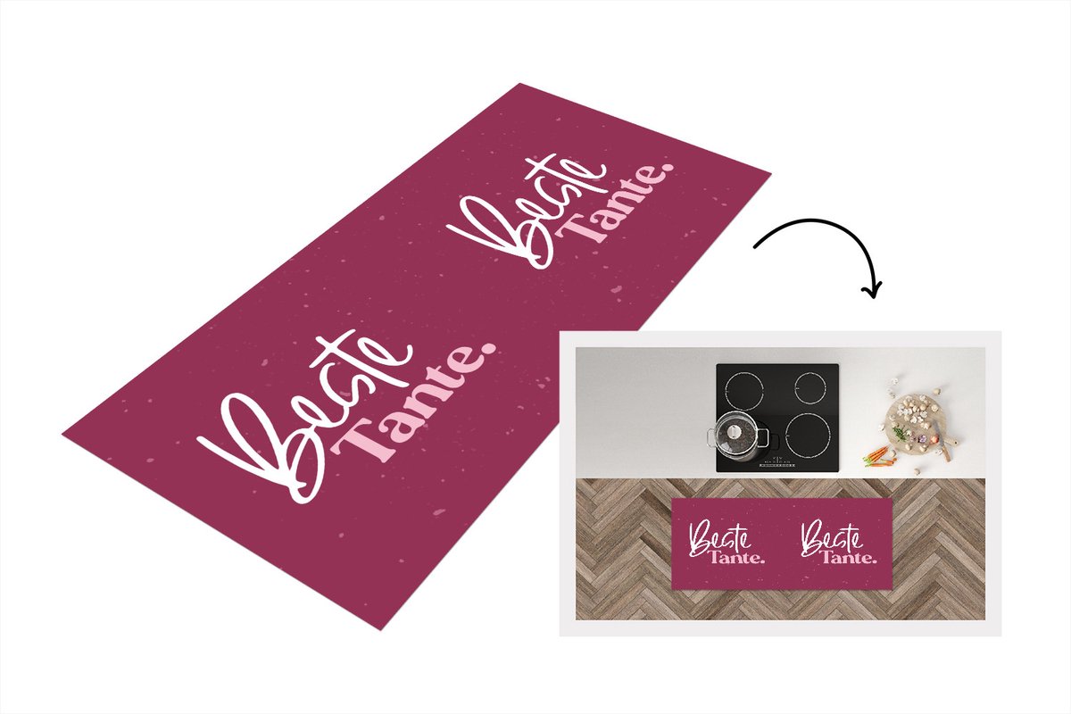 KitchenYeah Keukenloper - Loper keuken - Quotes - 'Beste tante' - Spreuken - 120x50 cm - Keukenloper vinyl Multicolor