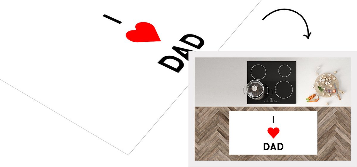 KitchenYeah Keukenloper - Loper keuken - I love dad - Spreuken - Vaderdag - Quotes - 120x60 cm - Keukenloper vinyl Multicolor