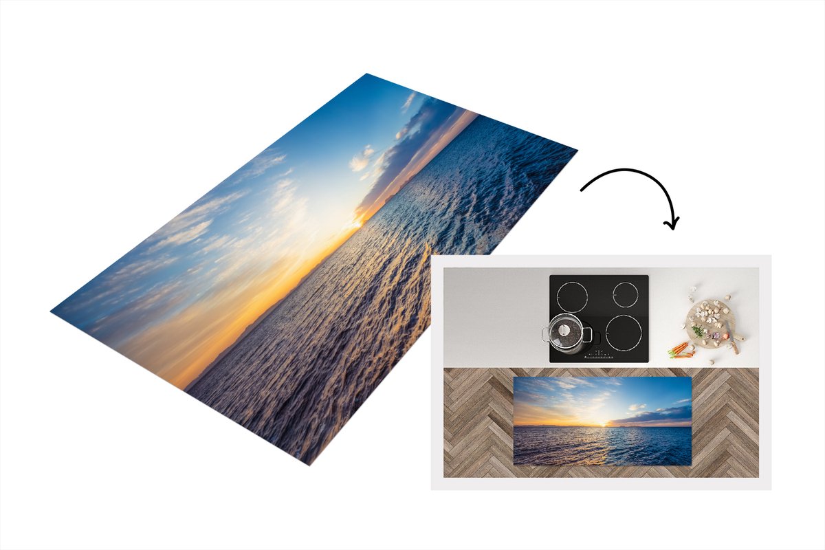 KitchenYeah Keukenloper - Loper keuken - Zon - Zee - Licht - 120x60 cm - Keukenloper vinyl Multicolor