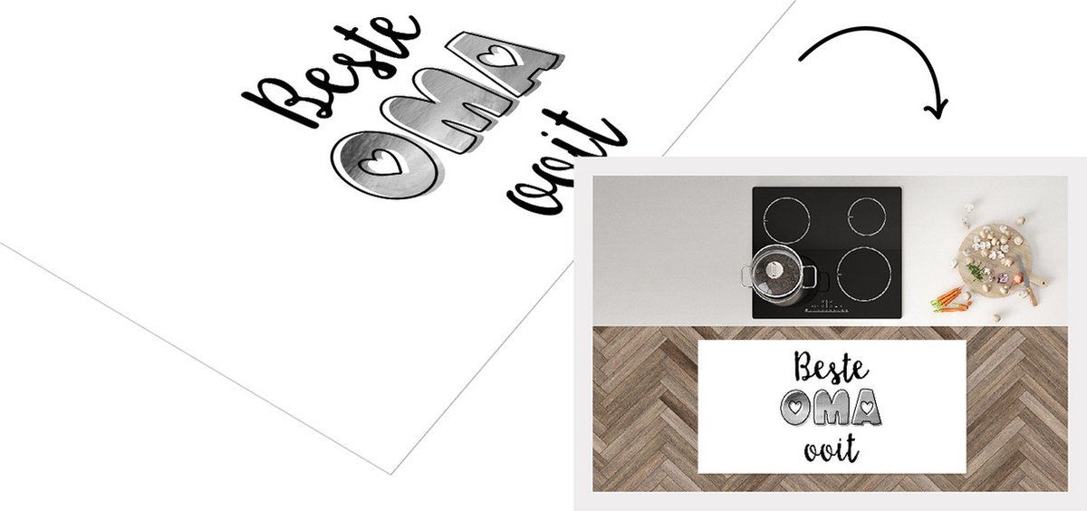 KitchenYeah Keukenloper - Loper keuken - Spreuken - Quotes Beste Oma Ooit - Oma - Moederdag - zwart wit - 120x60 cm - Keukenloper vinyl
