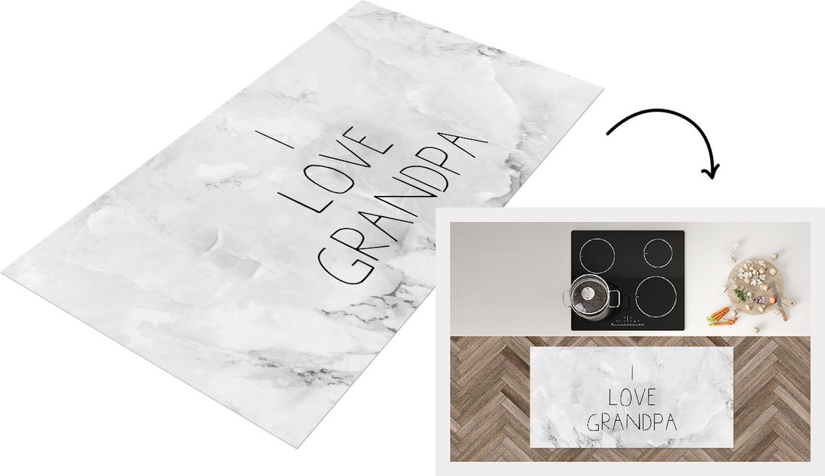 KitchenYeah Keukenloper - Loper keuken - Vaderdag - Quote - Opa - I love Grandpa - Spreuken - 120x60 cm - Keukenloper vinyl Multicolor