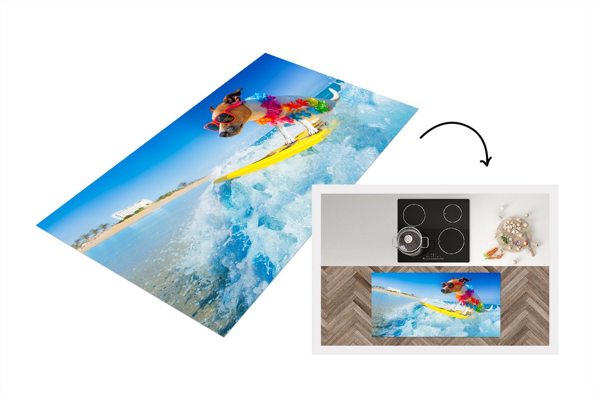 KitchenYeah Keukenloper - Loper keuken - Hond - Bloemenslinger - Surfboard - Zomer - Keukenloper vinyl multicolor, foto 2