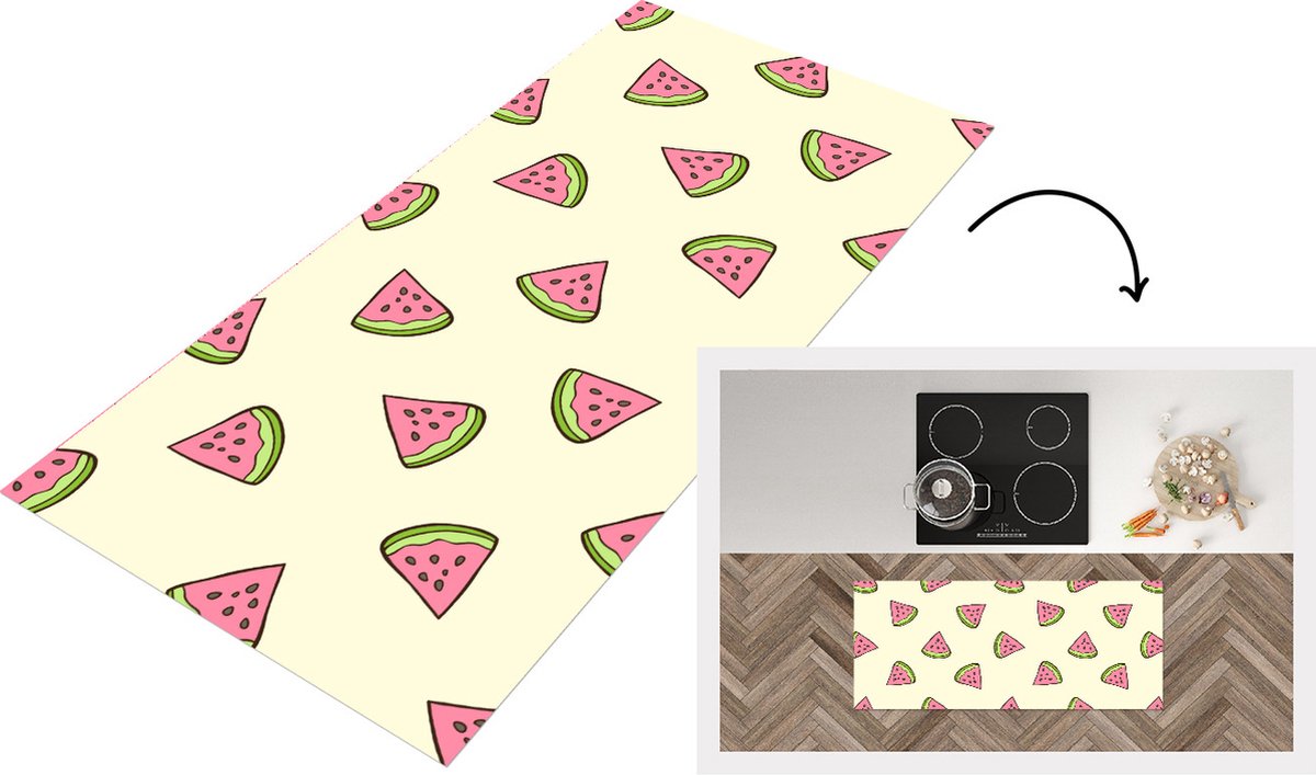KitchenYeah Keukenloper - Loper keuken - Design - Patroon - Watermeloen - Keukenloper vinyl Multicolor