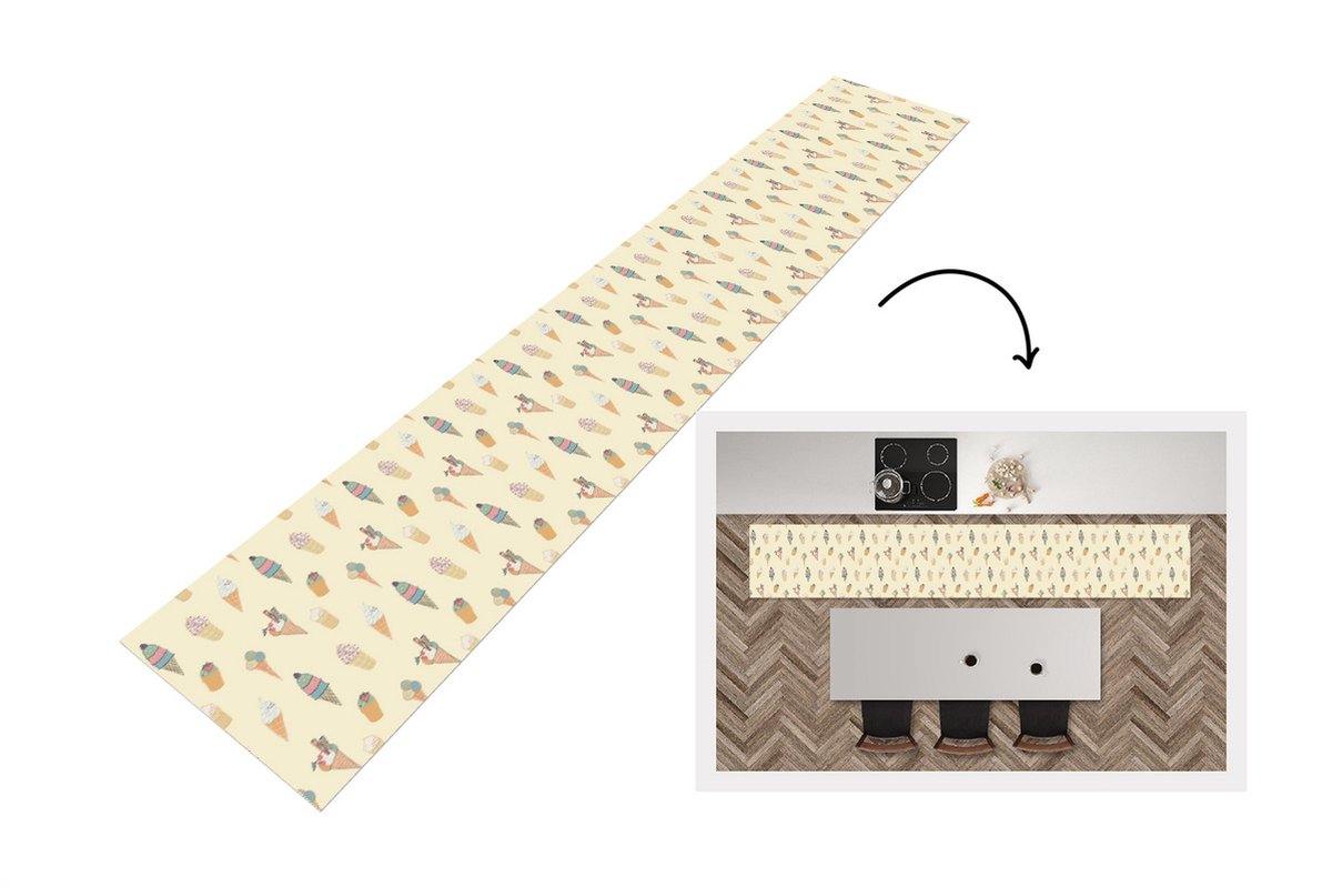 KitchenYeah Keukenloper - Loper keuken - Patronen - IJs - Zomer - 300x50 cm - Keukenloper vinyl Multicolor