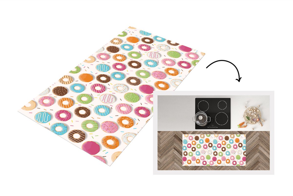 KitchenYeah Keukenloper - Loper keuken - Patronen - Donut - Pastel - Keukenloper vinyl multicolor, foto 5