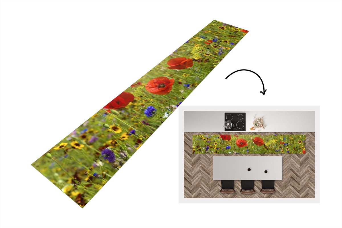 KitchenYeah Keukenloper - Loper keuken - Lente - Bloemen - Kleur - Keukenloper vinyl multicolor, foto 6