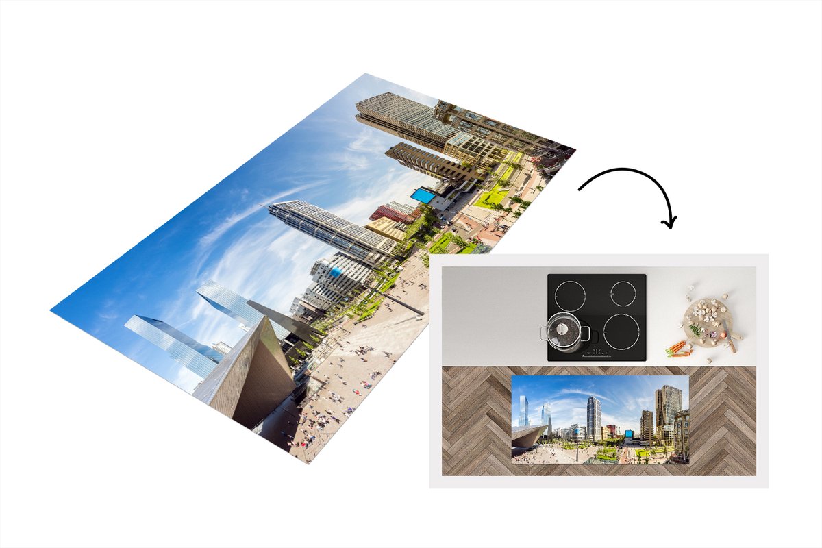 KitchenYeah Keukenloper - Loper keuken - Rotterdam - Centraal - Panorama - 120x60 cm - Keukenloper vinyl Multicolor