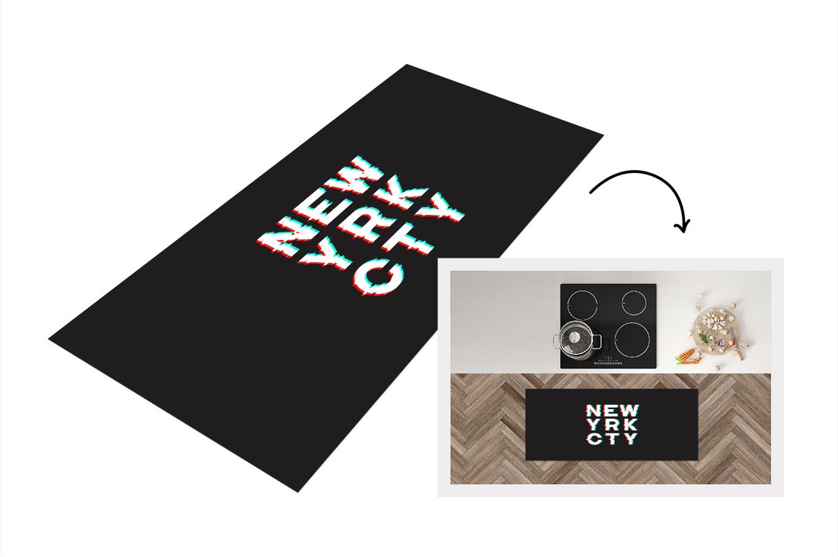 KitchenYeah Keukenloper - Loper keuken - New York - City - Wit - Keukenloper vinyl Multicolor