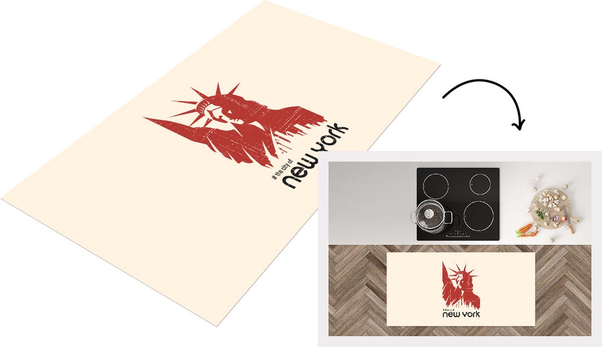 KitchenYeah Keukenloper - Loper keuken - New York - Roze - Vrijheidsbeeld - Keukenloper vinyl, foto 2