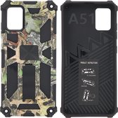 Samsung Galaxy A71 (4G) Hoesje - Rugged Extreme Backcover Blaadjes Camouflage met Kickstand - Groen