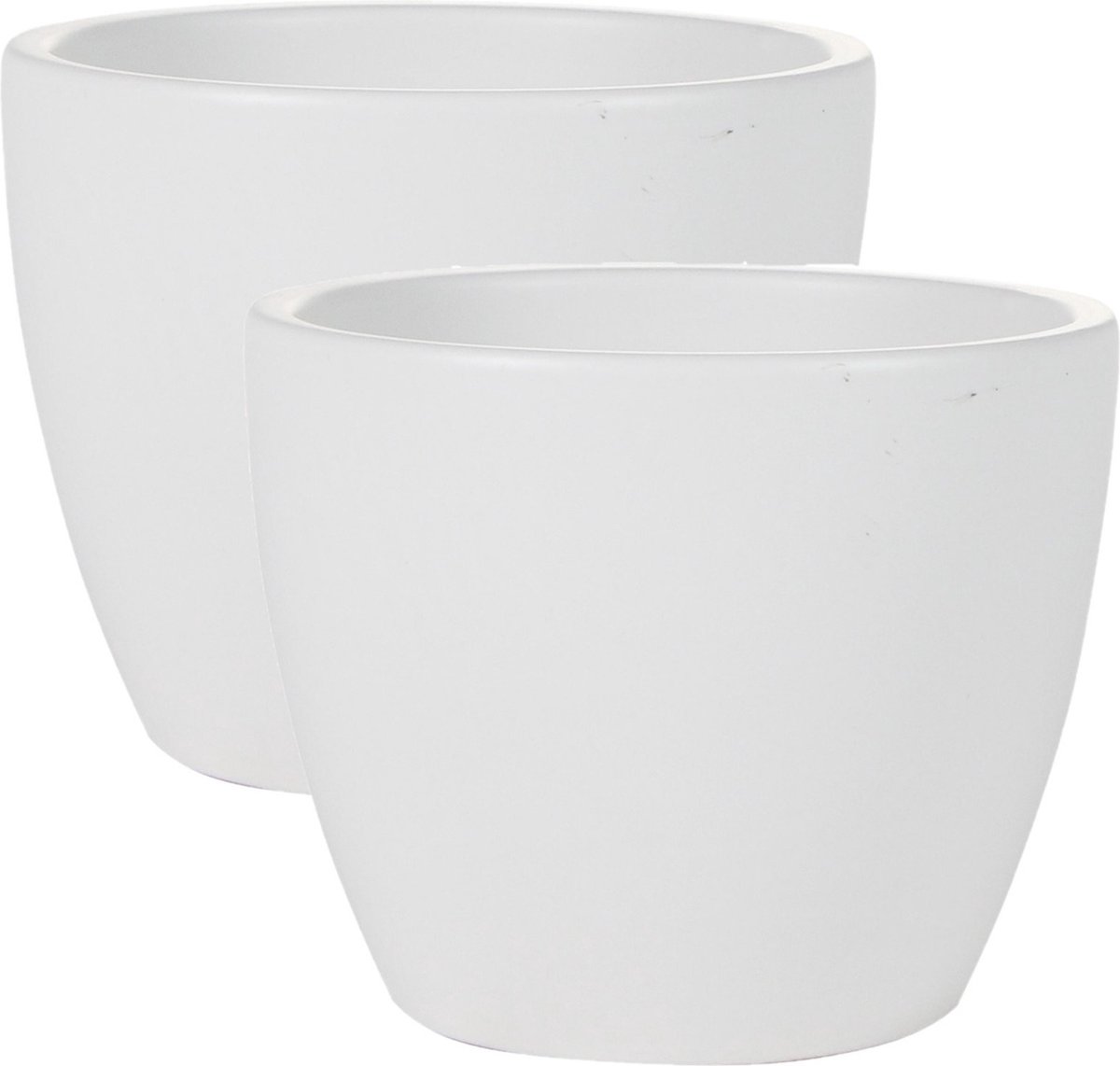 Ter Steege Bloempot - 2x - wit - glans - Scandinavisch - 13 x 11 cm - plantenpot
