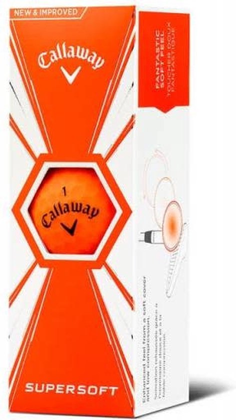 Doos Callaway Supersoft oranje golfballen.