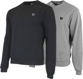 2 Pack Donnay - Fleece sweater ronde hals - Dean - Heren - Maat XL - Black & Silver-marl (252)