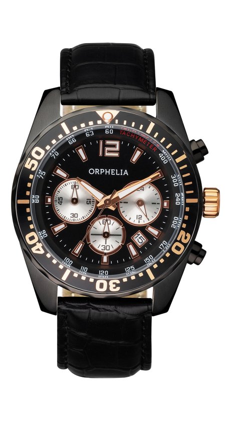 Foto: Orphelia 153 6901 44 horloge leer zwart 44 mm