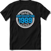 1989 Limited Edition | Feest Kado T-Shirt Heren - Dames | Wit - Blauw | Perfect Verjaardag Cadeau Shirt | Grappige Spreuken - Zinnen - Teksten | Maat XL