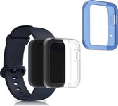 kwmobile 2x Hoes voor fitnesstracker voor Xiaomi Mi Watch Lite / Redmi Watch - Siliconenhoes voor sporthorloge transparant / blauw