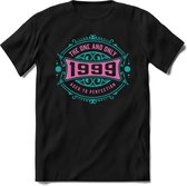 1999 The One And Only | Feest Kado T-Shirt Heren - Dames | Cobalt - Licht Roze | Perfect Verjaardag Cadeau Shirt | Grappige Spreuken - Zinnen - Teksten | Maat L