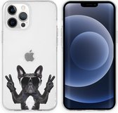 iMoshion Design voor de iPhone 13 Pro hoesje - Bulldog - Zwart