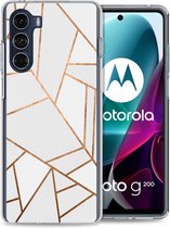 iMoshion Design voor de Motorola Moto G200 hoesje - Grafisch Koper - Wit / Goud