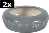 2x # VOERBAK KERAMIEK GRIJS 100ML