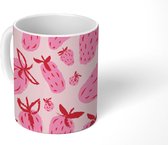Mok - Koffiemok - Aardbei - Roze - Design - Mokken - 350 ML - Beker - Koffiemokken - Theemok