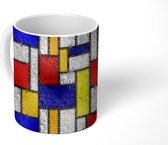 Mok - Patronen - Mondriaan - Kunst - Mokken - 350 ML - Beker - Uitdeelcadeautjes